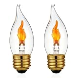 XIAOKALAMI C11/C35 LED Flame Effect Bulb, E26 Base, Flickering Candle with Crystal Clear Glass – Non-Dimmable, 2-Pack