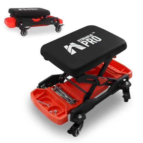 Rolling-Creeper-Seat-300-LBS-Garage-Stool-with-4-Locking-Wheels Rolling Creeper Seat, 300 LBS Garage Stool with 4 Locking Wheels - Image 1