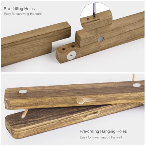 Love-KANKEI Wood Picture Photo Frame for Wall Decor 26×29 inch - With 30 Clips & Ajustable Twines - Collage Artworks Prints Multi Pictures Organizer & Hanging Display Frames