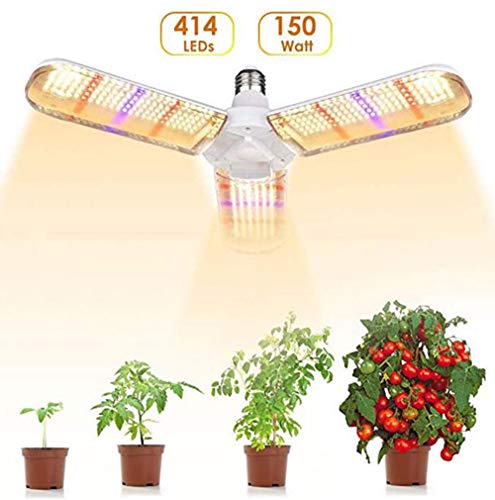 ZHTY LED Plant Light,150W Led Grow Light Bulb Full Spectrum,E27 Fan Shape Plant Lights Growth Lamps,180 ° Illumination 414 LED Beads for Indoor Plant