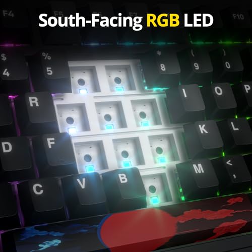 Image of Surmen M75 75% Wireless Creamy Keyboard with Joint, Bluetooth Mechanical Gaming Keyboard Prelubrized BT5.0 /2.4Ghz /USB with Sound Absorbing Pads Hot Swap