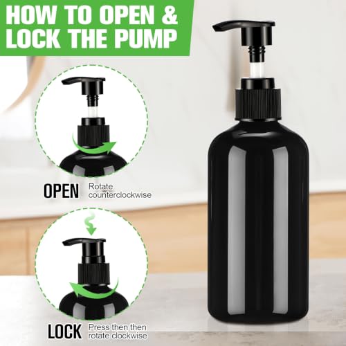 Image of CroBlissful Empty Plastic Pump Bottles 8oz Refillable Lotion Pump Bottle Containers with Dispenser for Shampoo, Conditioner, Face Cream, Massage Oil, Liquid Soap (Black,100 Pcs)