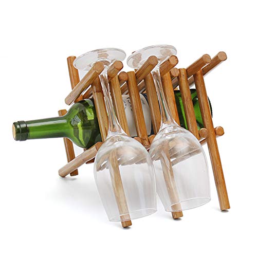 Soporte para botella de vino de ratán natural miniatura 1