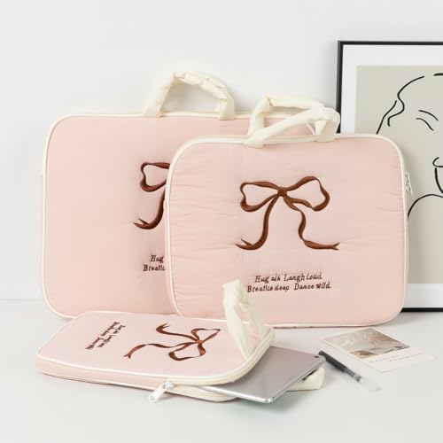 Funda para laptop rosa con lazo bordado 13 pulgadas miniatura 6