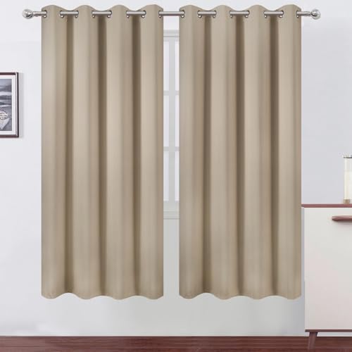 Image of LEMOMO Khaki Thermal Blackout Curtains /52 x 72 Inch /Set of 2 Panels Room Darkening Curtains for Bedroom