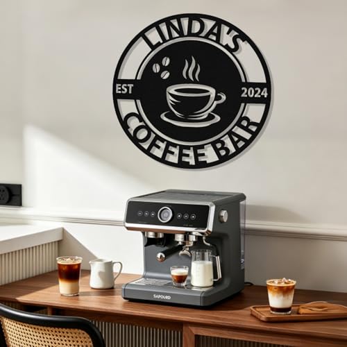 Image of Personalized Coffee Bar Metal Sign, Custom Coffee Signs, Custom Coffee Name Signs for Cafe Station, Coffee Wall Art Decor for Kitchen, Cafe Shop Decor, Cafe Lover Gift
