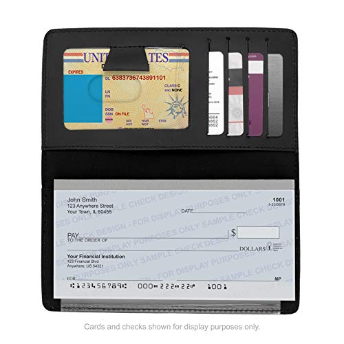 Black Smooth Leather Checkbook Cover for Top Tear Personal Checks3