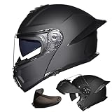 Modularer Fullface Motorradhelm, Klapphelm Moped Helm mit Doppelvisier, ECE Zertifiziert Motorrad Helm Integralhelm Cruiser Streetbike Jethelm für Erwachsene Damen und Herren (C, 3XL 63~64CM)