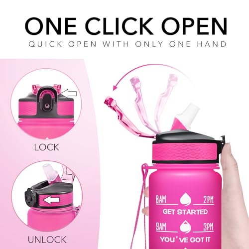 Image of Hyeta 32 oz Water Bottles with Times to Drink and Straw, Motivational Water Bottle with Time Marker, Leakproof, Drinking Sports Water Bottle for Fitness, Gym and Outdoor