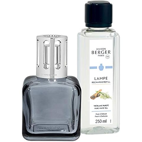 Lampe Berger Giftset Ice Cube - Home Fragrance Diffuser - Perfuming - 5.5 x 3 x 3 inches - Includes Fragrance Pure White Tea 8.45 Fluid Onces - 250 milliliters (Grey) Cover