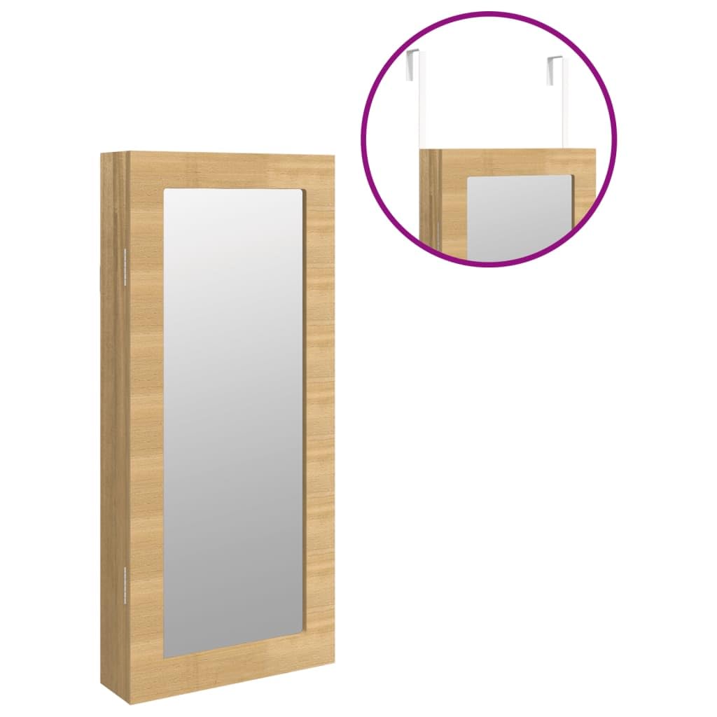Szafka na biżuterię z lustrem do montażu na ścianie, lustro dekoracyjne, lustro łazienkowe, lustro kosmetyczne, lustro do makijażu, lustro do korytarza, 30 x 8,5 x 67 cm, zamykana, do