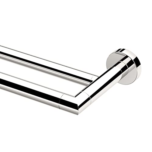 Image of Gatco 4314 Glam Double Towel Bar, 24 Inch, Polished Nickel | Wall Mount Double Towel Holder for Bathroom | Bath Towel Rack with 2 Towel Bar Rods