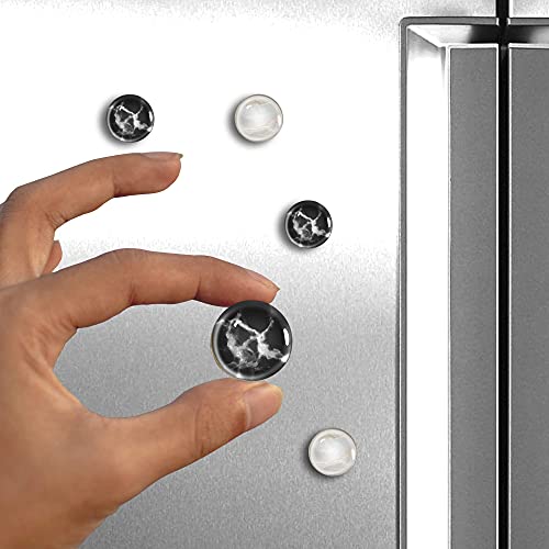 image for Brothers Bench Black & White Granite Fridge Magnets, 12 Pcs Round Glas