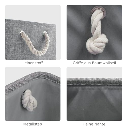 Mangata Faltbare verdickte Leinwand Aufbewahrungsbox mit Griffen für Schrank/Garderobe (Grau, Mittel)