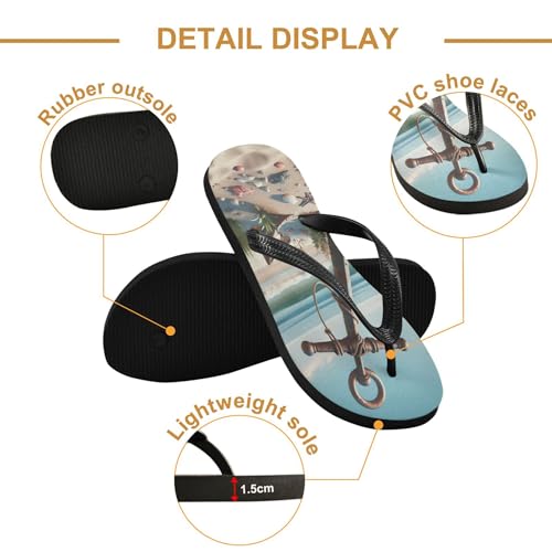 Burbuja Nautical Anchor Beach Flip Flops for Women Men, Soft Thong Sandals Rubber Slippers for Pool Beach Essentials3