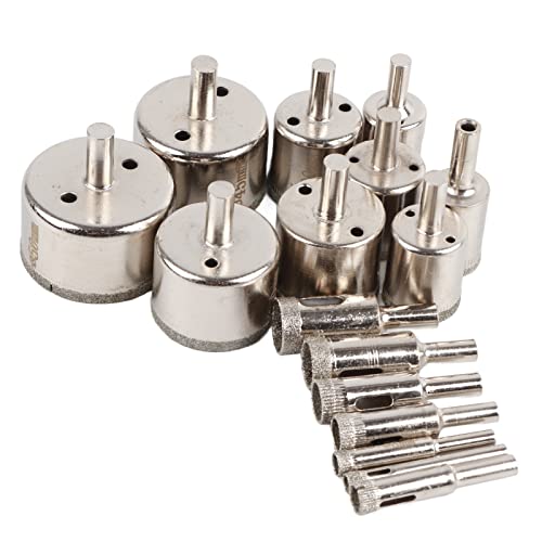 UPALDHOU Kit de Sierra de Sierra de Agujero de Diamante de 16 Piezas, Brocas de Baldosas de 6 Mm-50 Mm / 1/4 '-2' para Vidrio, Botellas, Ollas, Mármol