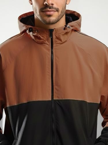Image of CHKOKKO Sunscreen Jacket for Men Windcheater Hooded Zipper Sports Jacket | UV Protection | Sun Protective | Lightweight Water Resistant | Riding Biker | Outdoor Travel Gym Running
