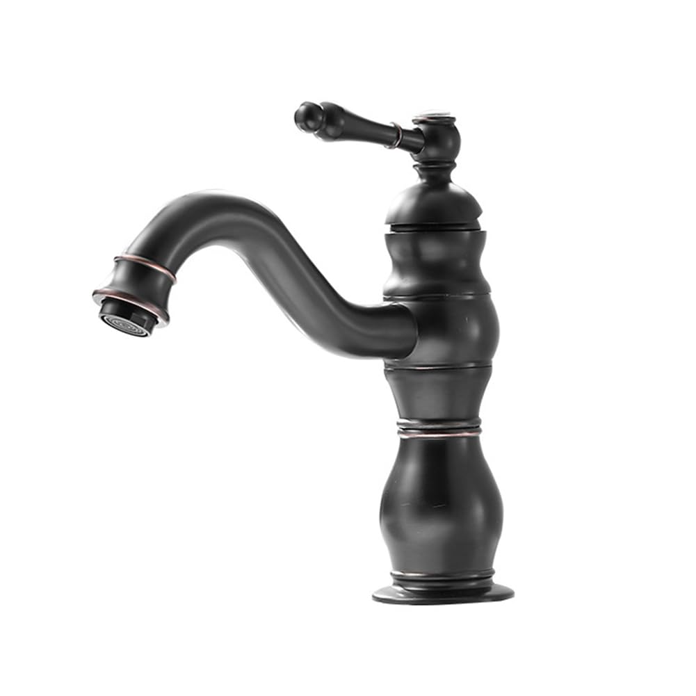 Robinet mitigeur de lavabo pivotant noir mat mélangeur eau chaude froide pour vasque