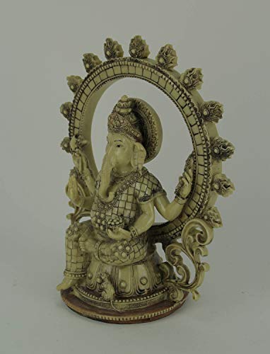 Estatua de Lord Ganesha en resina color hueso 11.75 pulgadas miniatura 2