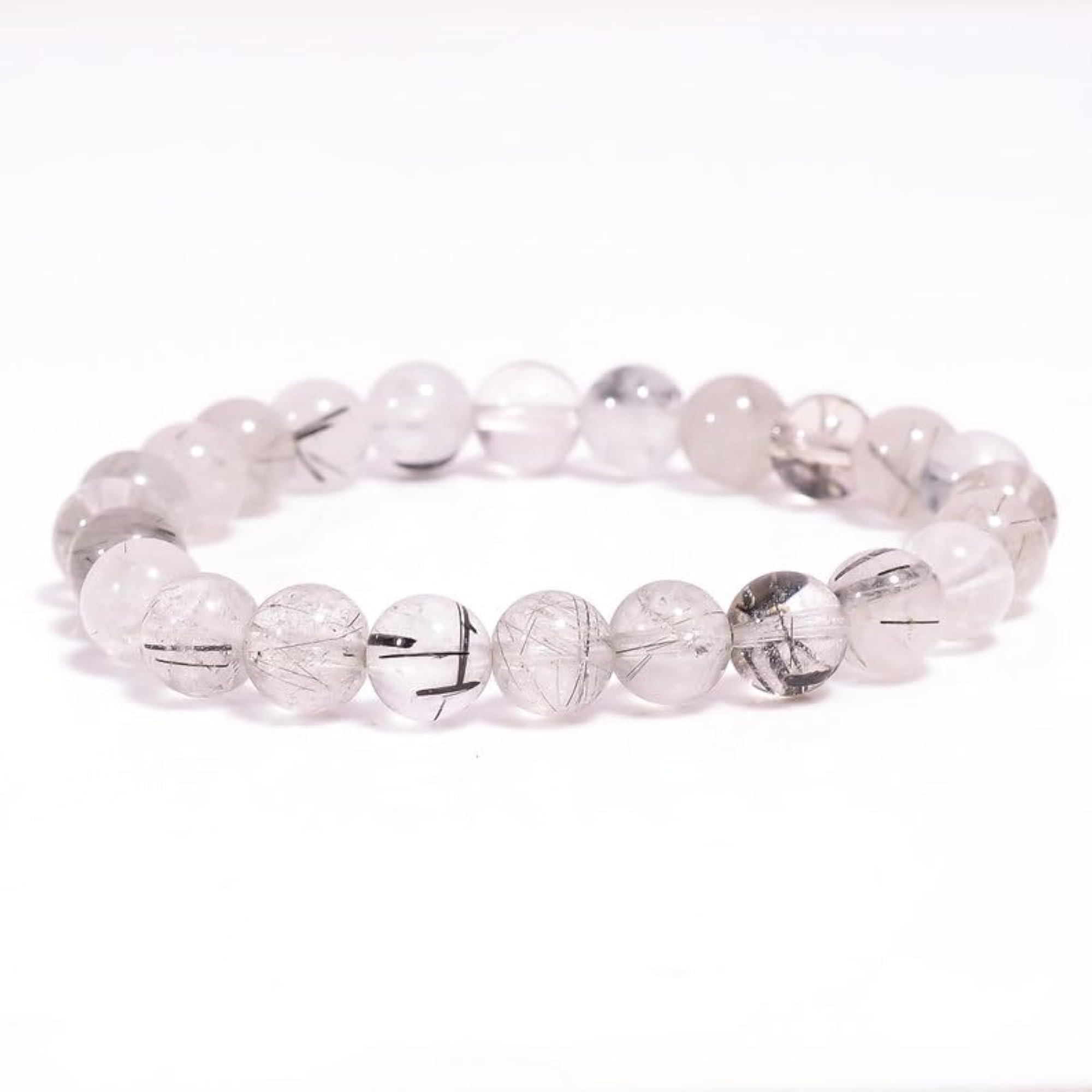 Unisex Natural Rutile Quartz 10mm Healing Stretchable Bracelet