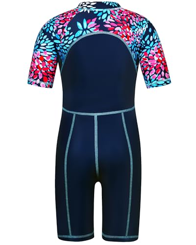 TFJH E Girls Short Sleeve Swimsuits UV 50+ Rash Guard Sunsuits One Piece Bathing Suits 3-12Y2