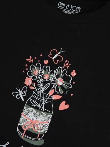 Image of Gini & Jony Girls Printed Cotton Round Neck Half Sleeve Knits Top