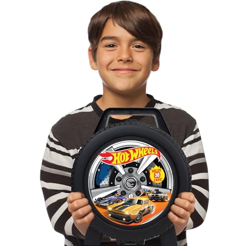 Mattel: Hot Wheels 30 Car Case - Wheel-Shaped Organizer, Storage Accessory, Holds 1:64 Scale Die-Cast Toy Vehicles, Play-Display, Officially Licensed Amazon Exclusive