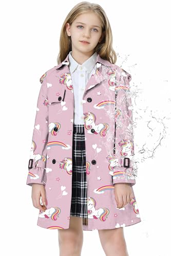 Image of Betusline Womens & Girls Waterproof Trench Coat Double Breasted Lapel Overcoat Outerwear, 3 Years - Women 2XL