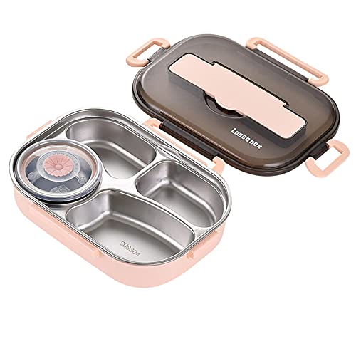 GBSELL Bento Box for Kids, Student Bento Box Adult Lunch Box, High Grade Stainless Steel Liner, Thermal Insulation Bento Boxes, Lunch Food Containers for Kids (01-Pink Bento Box)