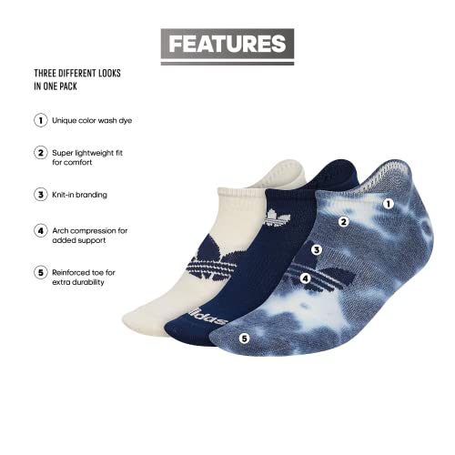 Adidas Originals Women's Trefoil No Show Socks (3-Pair), Night Indigo/Wonder White, Medium #TOP1