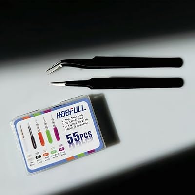 HOOFULL 55 PCS Replacement Plotter Blades Compatible with Cricut Machines for Explore Air/Maker/Expression, Include 2 PCS Tweezers, Golden Fine Point, Black Deep, Thin/Standard/Deep Cutting Blades