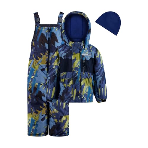 Image of LONDON FOG Boys' 3-piece Snowsuit Insulated Winter Jacket Snow Pants Skibib and Beanie