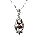 EYS JEWELRY Damen-Halskette aus 925 Sterling Silber im angesagten Jugendstil Design. Eine perfekte Kombination aus 925 Sterling Silber und Granat Markasit.
