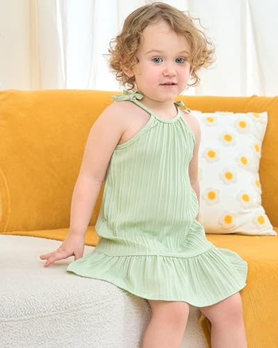 Image of Weebaby Baby Clothes Girl Toddler Summer Outfits Infant Casual Sleeveless Halter Ruffle Tank Cute Short Set Baby Clothing