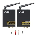 YMOO 2.4Ghz Wireless Audio Transmitter Receiver,192kHz/24bit HiFi Audio,20ms Ultra Low Latency,320ft Long Range RCA Jack Adapter for Speaker/soundbar to TV/PC/CD Player/Computer/Projector
