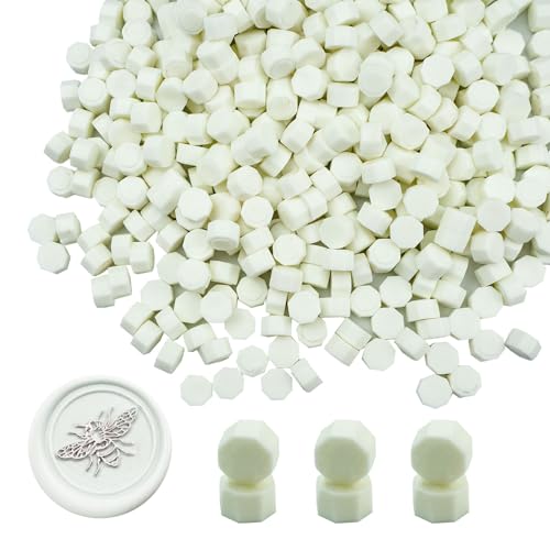 Ioggtser Octagon Sealing Wax Beads - 500 PCS for Wax Seal Stamp Making Seals for Wedding and Party Invitations (Fluorescent White)