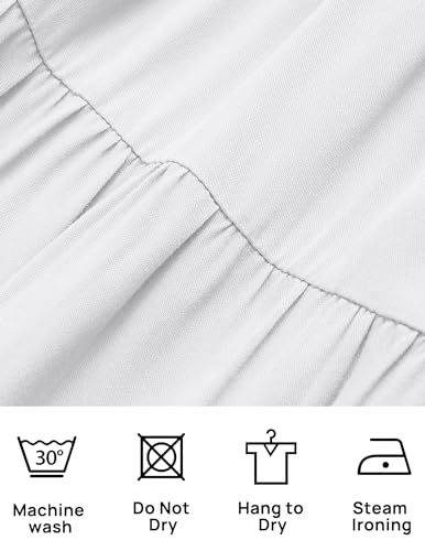Zesica Women'S 2024 Summer Casual Flutter Short Sleeve Crew Neck Smocked Elastic Waist Tiered Midi Dress,White,Large thumb #4
