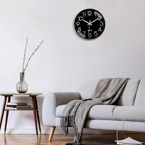 Image of TEKCOOL Plastic Digital Wall Clock 12 inch Silent Quartz Decorative Non-Ticking Classic Clock Battery Operated Round Easy to Read for Room /Home /Kitchen /Bedroom /Office /School- (Gold Black);