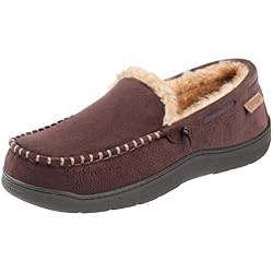 Zigzagger Men's Moccasin Slippers Memory Foam House Shoes, Indoor and Outdoor Warm Loafer Slippers