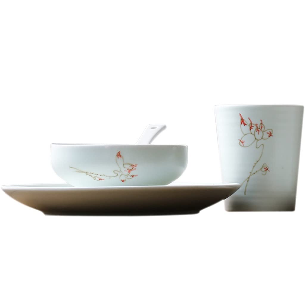 Vaisselle en céramique 4 pièces pour 1 personne : set complet de table individuel élégant