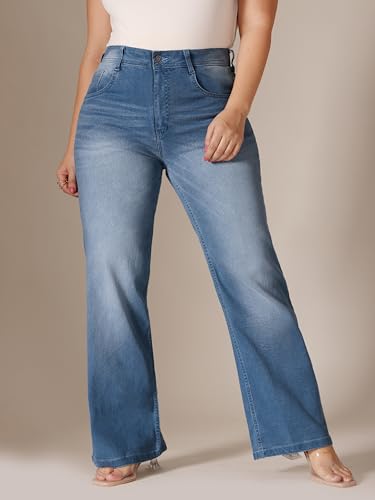 Image of Miss Chase A+ Women's Wide-Leg High Rise Regular-Length Stretchable Denim Jeans