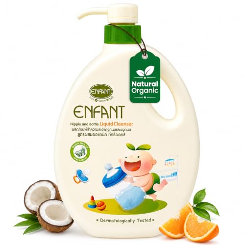 ENFANT Organic Nipple & Bottle Liquid Cleaner 700ML PUMP Liquid Cleanser For Baby Accessories Baby Bottles Nipples And Toys Containing Organic Tea Tree Oil Dermatologically Tested