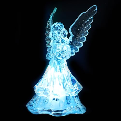 NUOBESTY Lámpara de Noche LED Muñeca de Ángel Decorativa y Alas de Cristal Multicolor, Luz Nocturna Suave para Dormitorio y Habitación Infantil, Lámpara de Mesa Creativa para Cabecera
