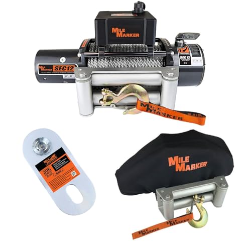 Winche eléctrico Mile Marker 12,000 lbs con cable de acero miniatura 1