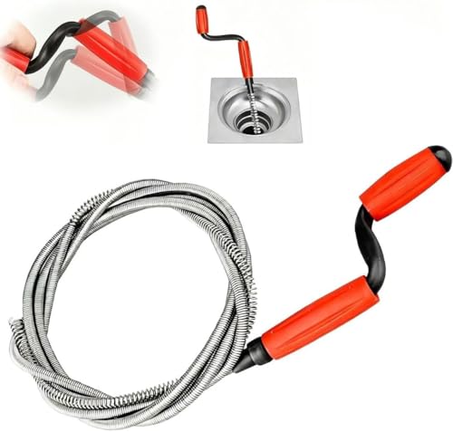 Rohrreinigungsspirale Universal 2.4m X 6mm Abflussreiniger Spirale Abfluss Rohrreinigung für Hartnäckige Verstopfungen Rohrreiniger Spirale für Toilette Waschbecken und Badewannenabflüsse