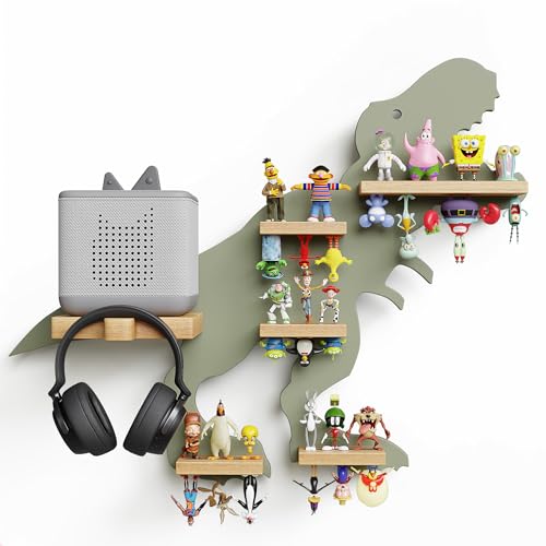 Image of Rylo Collective Tonies Storage Shelf - 30+ Capacity Tonies Shelf Magnetic with Top and Upside Down Magnet Floating Station - Tonie Box Storage for Accessories, Toniebox Character Holder (Dinosaur)