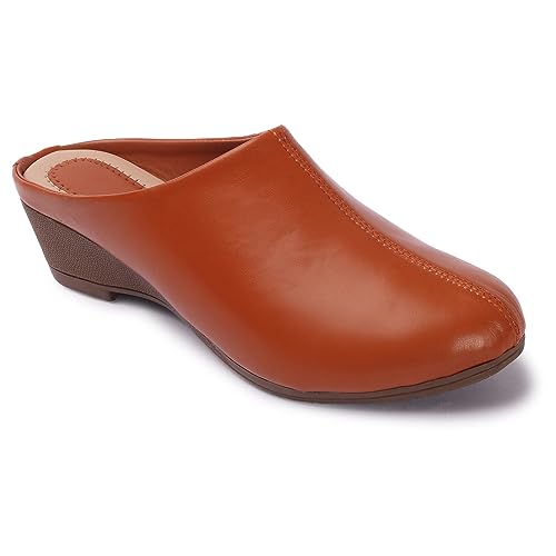 Image of Comfortable Women's Slip-on Wedge Back Open Mules Shoes & Sandals