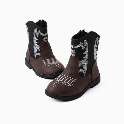 PATPAT Girls Cowboy Boots for Little/Big Kid Mid Calf Western Cowgirl Boots3
