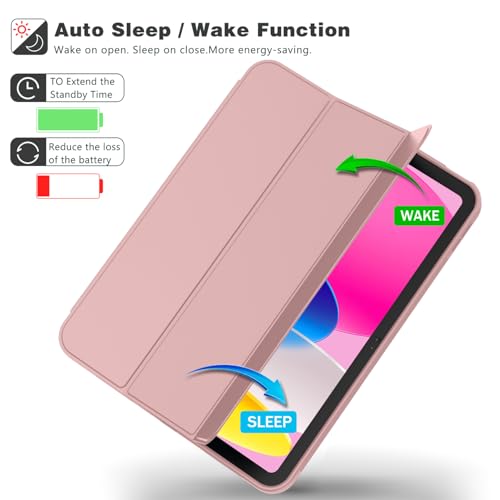 Image of ToaPoia Case for iPad (A16) 11 Inch 2025 /iPad 10th Generation 10.9 Inch 2022, Slim Trifold Stand Protective Cover with Pencil Holder and Soft TPU Back,Support Auto Sleep /Wake (Dark Salmon)