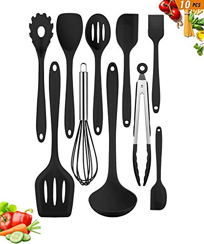 Silicone Cooking Utensils Set-10 Pieces Silicone Kitchen Utensils Set(Dishwasher Safe)446Â°F Heat Resistant Spatula Set for Cooking Utensils Kitchen Tools Nonstick Cookware Best Kitchen Tools(BPA Free)